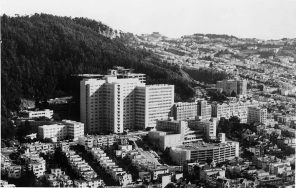 Aerial view of UCSF parnassus campus in 1980.