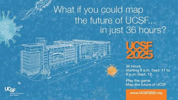 Imgage with the words-What if you could map the future of UCSF in just 36 hours