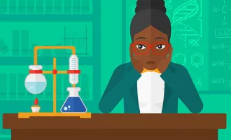 Illustration of woman in a lab.