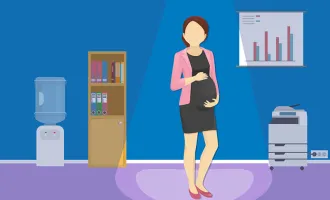 Graphic of pregnant office worker.