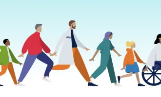 Illustration UCSF doctor and group