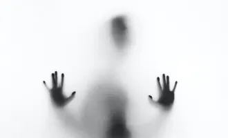 Figure behind opaque screen