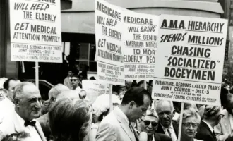 Rally for socialized medicine circa 1960s.