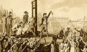 Rendering of Marie Antoinette on the guillotine. 