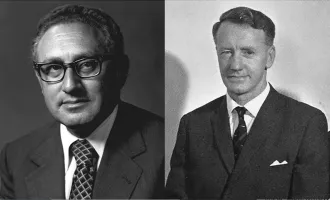 U.S. Secretary of State Henry Kissinger and Prime Minister of Rhodesia Ian Smith circa 1977.