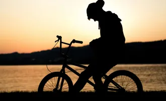 Silhouette of teenager.