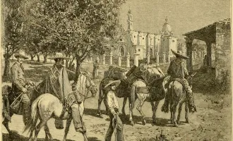 Rendering of 18th century Mexicans in California.