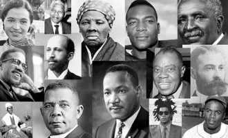 Collage of prominent Black historical figures.