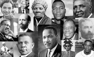 Collage of prominent Black historical figures.