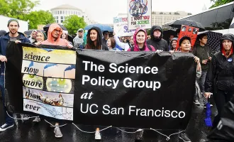 Students participate in March for Science in Washington, DC.