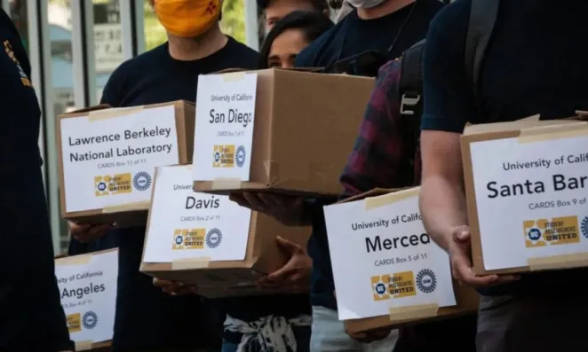 Student union strike vote ballot boxes.