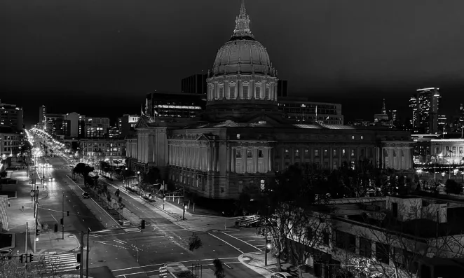 Van Ness Street and City Hall.