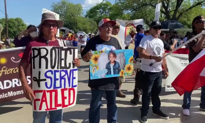 Protestors in Uvalde.