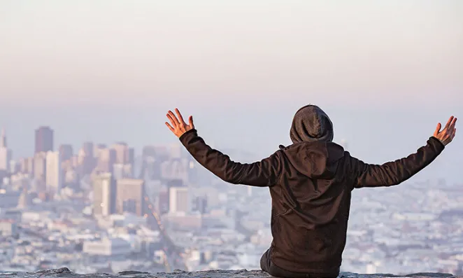 Man overlooking San Francisco.