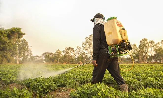 Crop spraying.