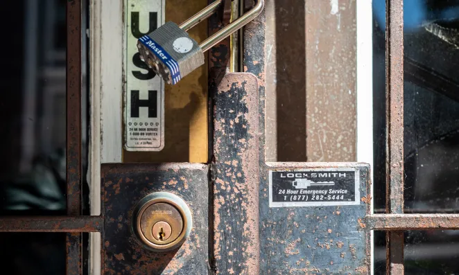 Padlock on door