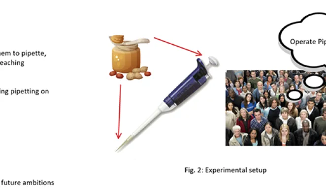 Mock up of an experiment teaching ants how to pipette.