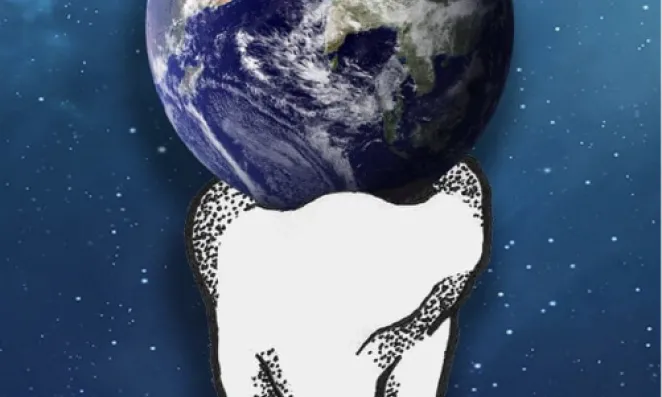 Rendering of the globe on top of a tooth.