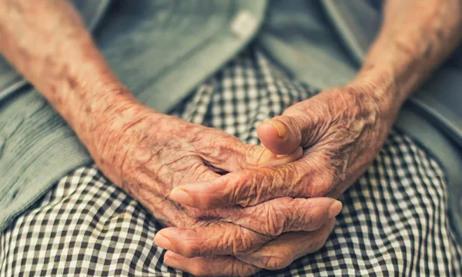 Elderly woman's hands.