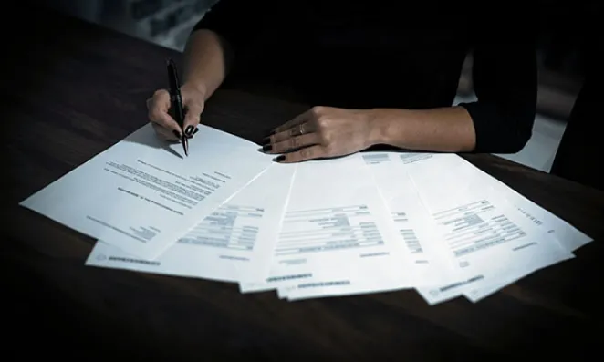 Woman doing taxes