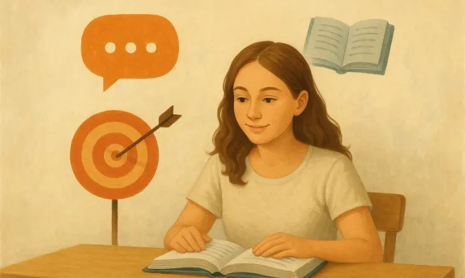 Woman reading a book.