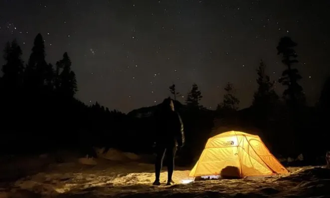 Nighttime campsite.