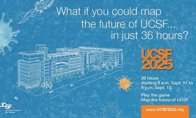 Imgage with the words-What if you could map the future of UCSF in just 36 hours