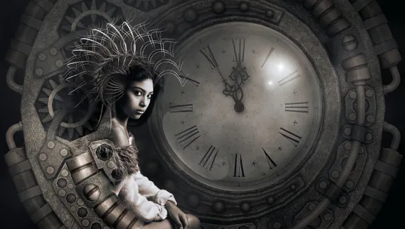 Woman and clock