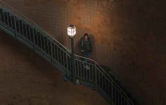 Person standing in stairwell