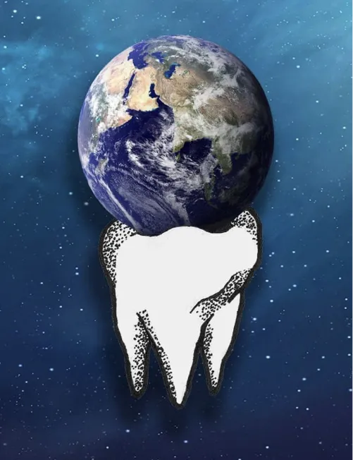 Rendering of the globe on top of a tooth.