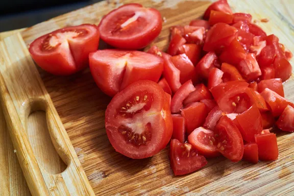 Chopped tomatoes.