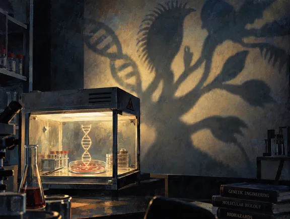 Illustration: a small illuminated laboratory enclosure containing a Petri dish.